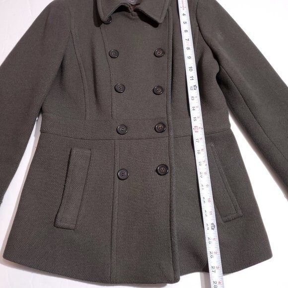 J. Crew Stadium Cloth Nello Gori Olive Green Double Breasted Pea Coat Size 4 - Picture 11 of 14